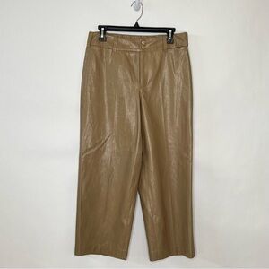 Chicos Faux Soft Leather Wide Leg Crop Pant Camel Color Size 6/8 (Chicos .05)